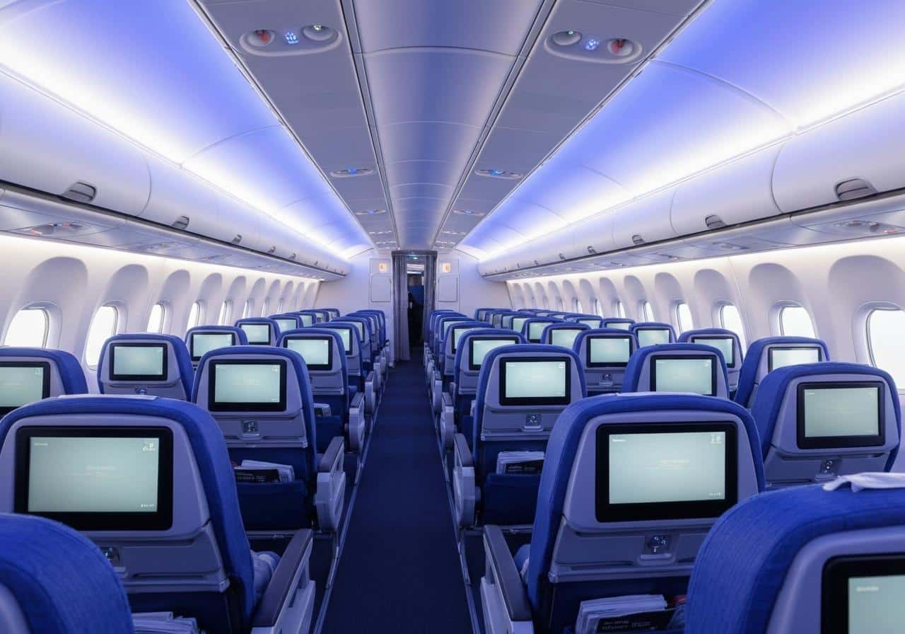 Cabine intérieure Airbus A350 en classe économique