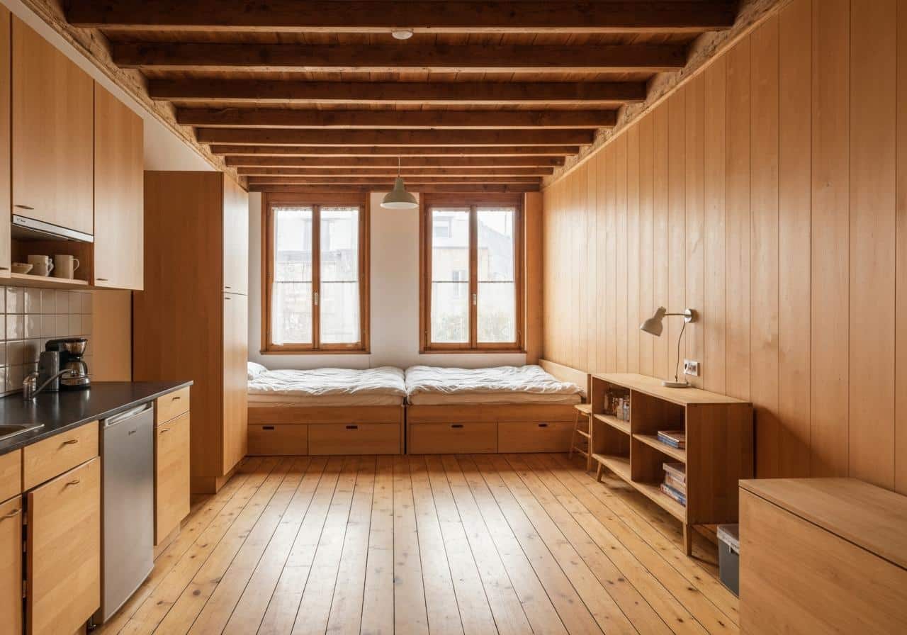 Intérieur spacieux fourgon aménagé lit double rangements