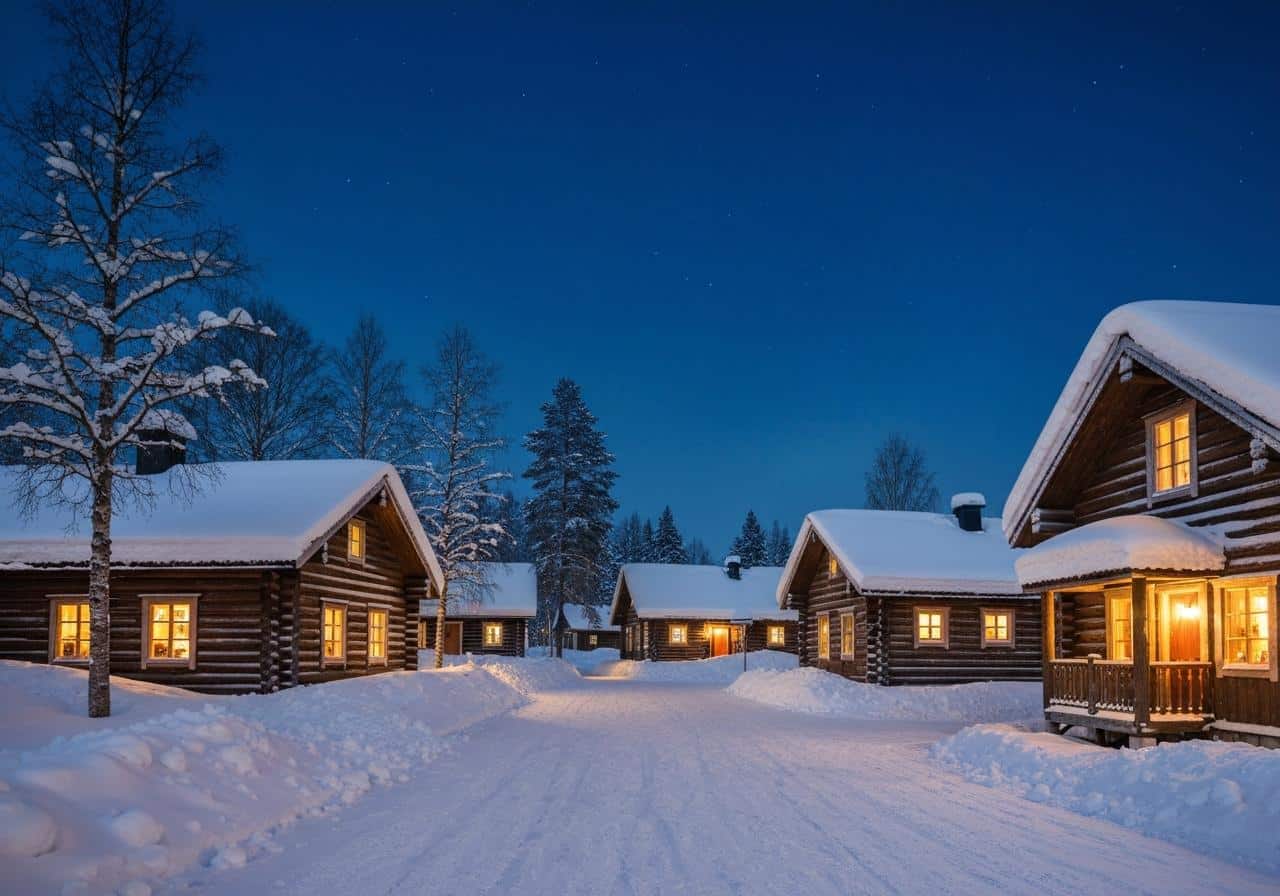 Village du Père Noël à Rovaniemi sous la neige en hiver