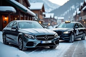 Deux taxis à Megève
