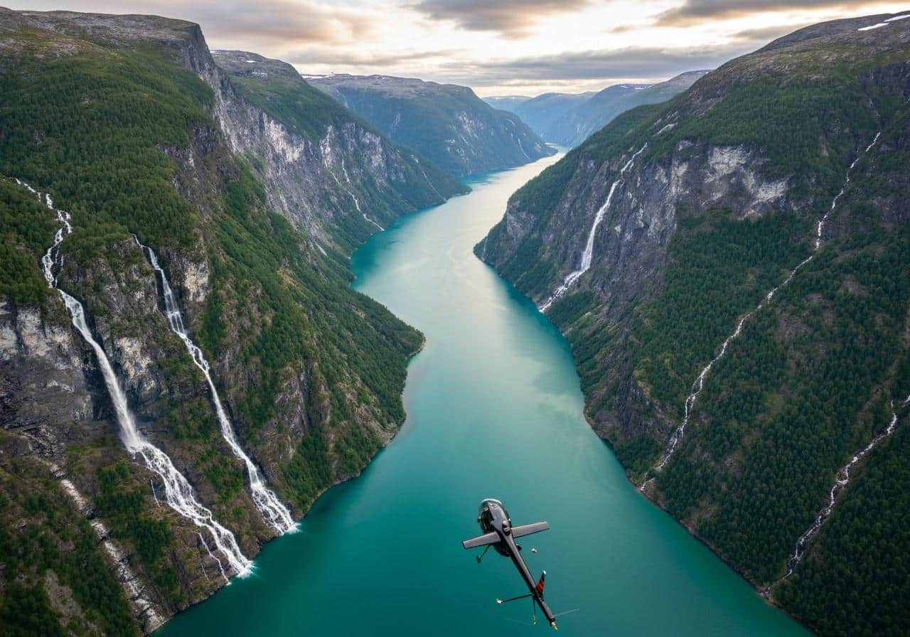 Geirangerfjord vu depuis les hauteurs en été