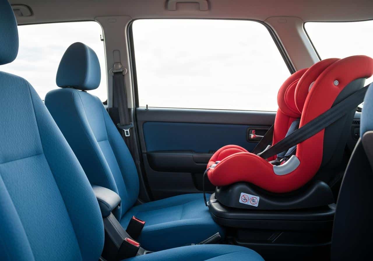 Siège auto installé côté hublot dans cabine d'avion