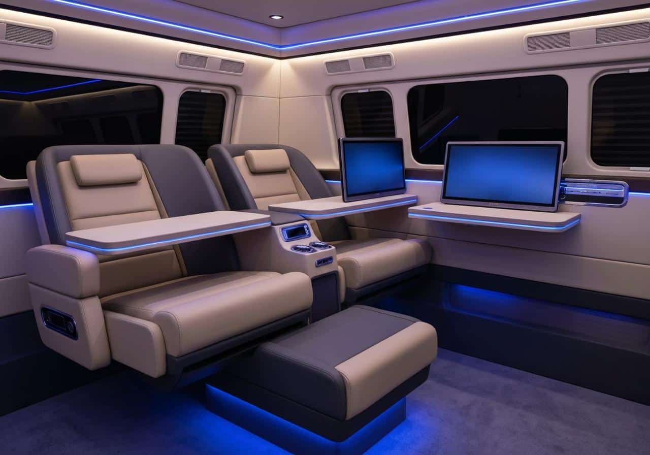 Cabine classe affaires Qsuite Qatar Airways en vol