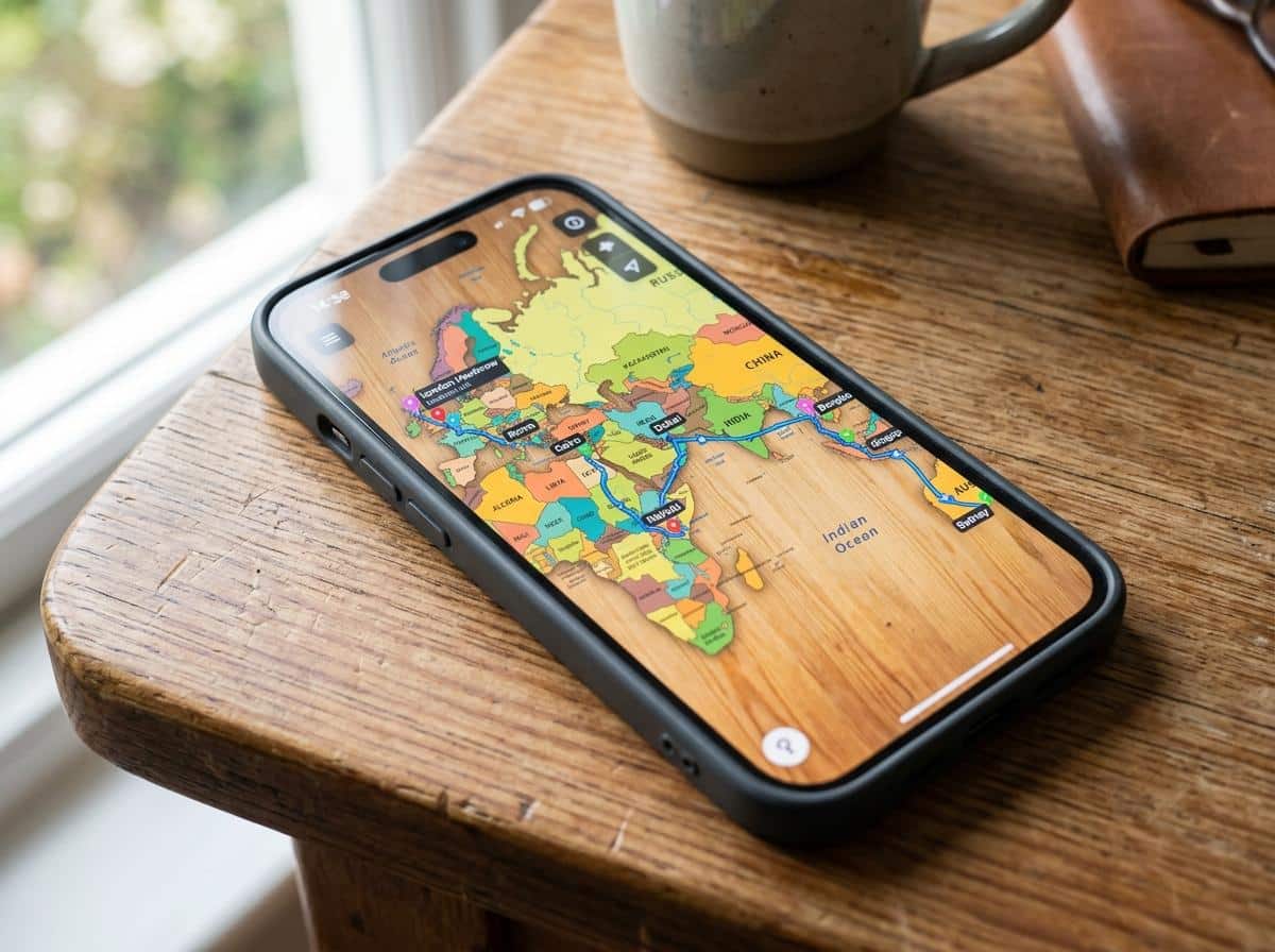 Carte interactive Polarsteps avec itinéraire de voyage tracé