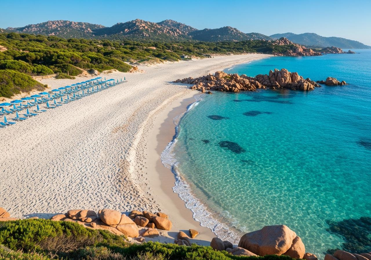 Plage de Palombaggia sable fin eau turquoise pins parasols
