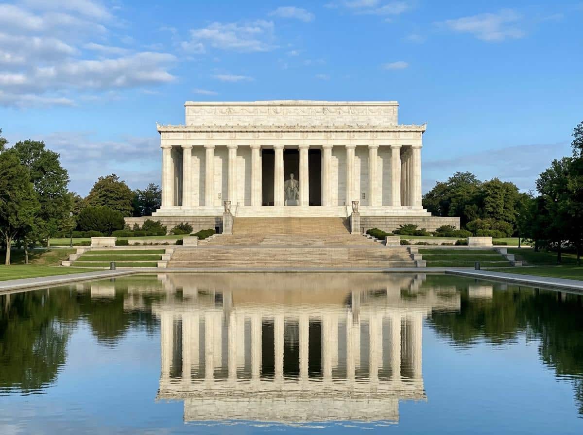 Lincoln Memorial et son escalier face au bassin